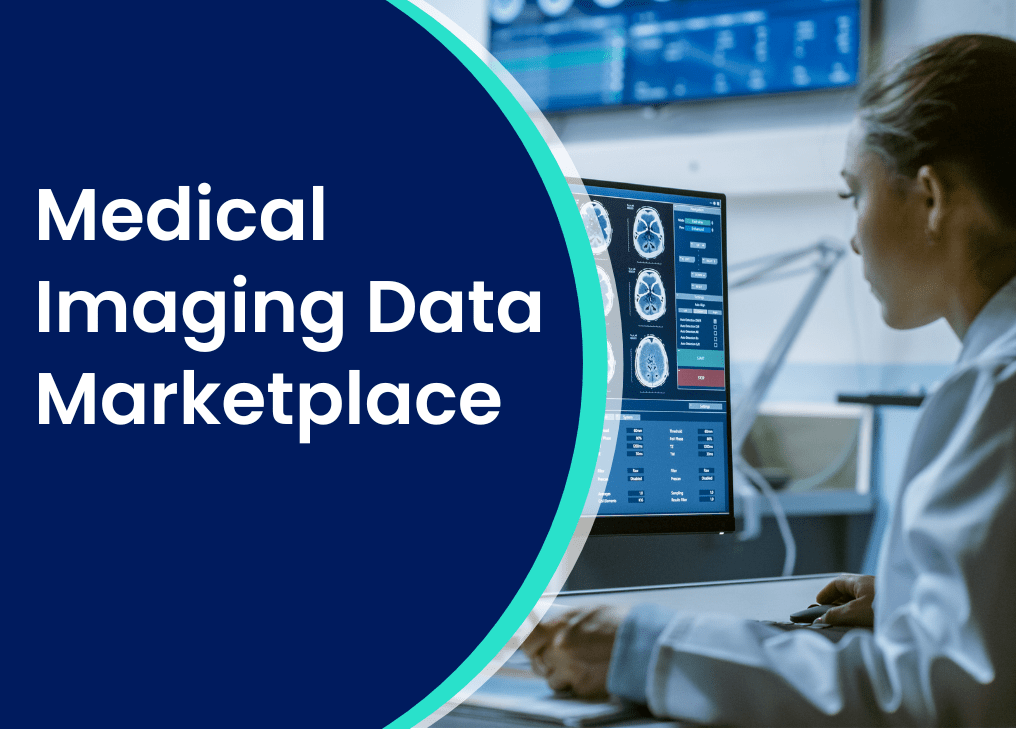 Medical Imaging Data Marketplace; photo of medical professional reviewing scans on a computer