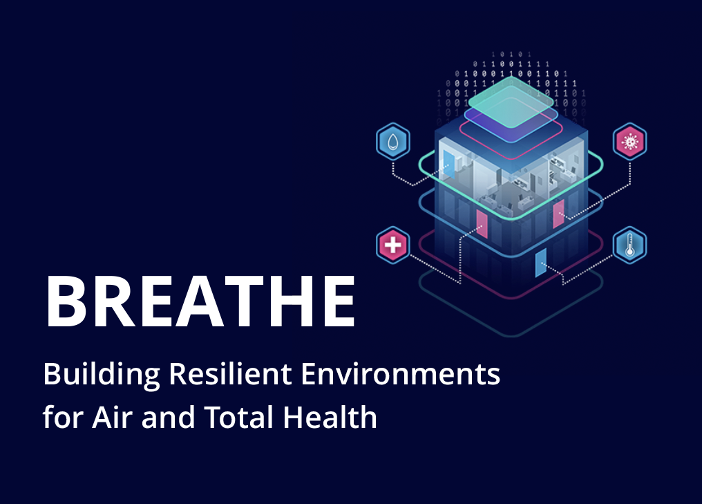 Building Resilient Environments for Air and Total HEalth (BREATHE) program; illustration of a building highlighting the different areas