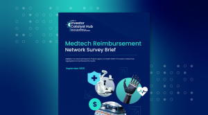 Image of the cover of the Medtech Reimbursement Network Survey Brief, Authors: The Advanced Research Projects Agency for Health (ARPA-H) Investor Catalyst Hub aggregated and synthesized the results., September 2025; ARPA-H Investor Catalyst Hub logo